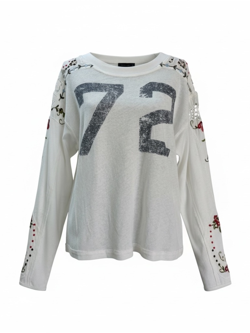 We The Free White Lilith Embroidered '72' Long Sleeve Graphic Top